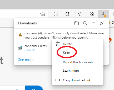 Screenshot of download options include "Delete", "Keep"